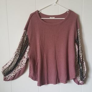 Oversized waffle knit blouse